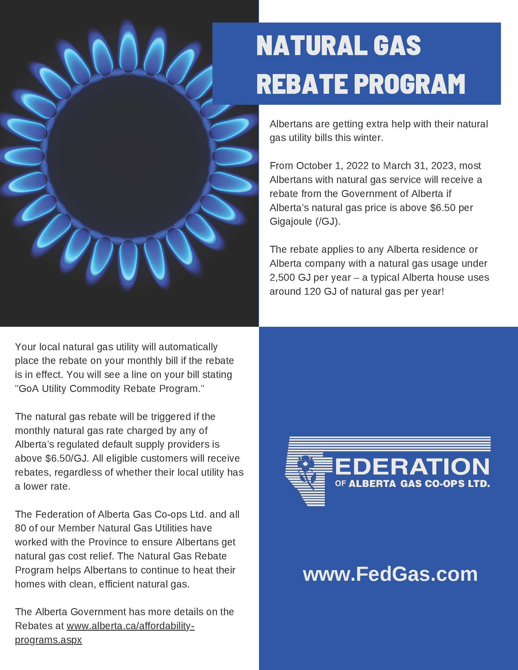Natural Gas Rebate Program Flyer